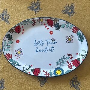 Taco Tuesday Small Platter "Let's Taco
'bout it" Oval Ceramic